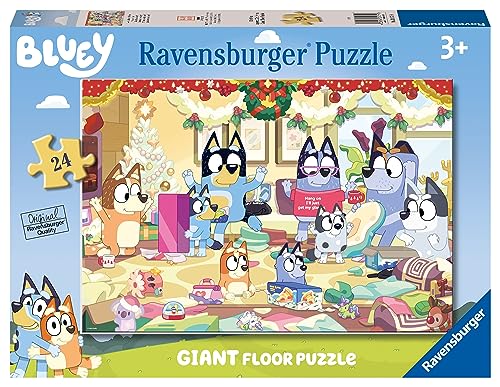 Ravensburger Bluey Christmas Special Edition 24 Piece Giant Floor Jigsaw Puzzle for Kids Age 3 Years Up, Multicoloured, 70 x 50 cm