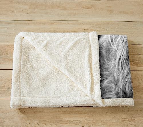 Homemissing Cowhide Highland Cow Sherpa Blanket Sunflower Highland Cattle Plush Blanket Western Farm Animal Fleece Throw Blanket for Kids Vintage Wooden Plank Fuzzy Blanket Double 60x79 Inch - Image 3
