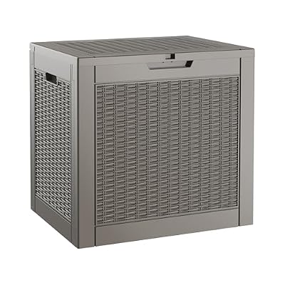 WTFGO Outdoor Storage Box, 31 Gallon Resin Deck Boxes Outdoor Waterproof For Patio Furniture, Garden Tools, Pool Supplies, Lockable And UV Resistant (Rattan Gray)