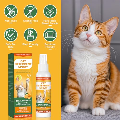 MUOCOBU Katzenspray zum Kratzen, eingeschränkte Bereiche - für das Verhalten von Katzen, Schützen von Möbeln, Sofas, Teppichen, Indoor & Outdoor Natürlich - New 4