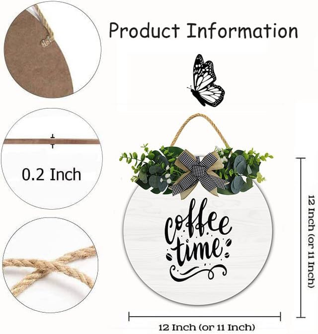 TYmall-12 Inch Wooden Hanging Door Sign with Greenery