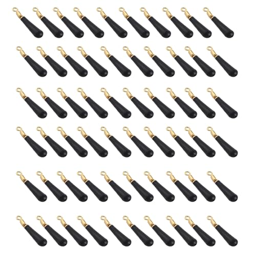 Pokinge 60pcs Rubber Fishing Floats Copper Head Tackle Rotation Drift Fishing Gear Metal Fishing Floats Accessory Black Fishing Bobbers for Outdoors(Black)