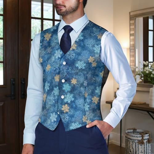 Christmas Vest for Men Slim Fit Men's Christmas Suit Vest for Party Banquet Lightweight Waistcoat With Pockets3