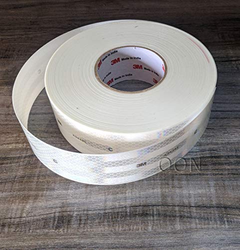 Image of 3M High Intensity Prismatic Grade Conspicuity Reflective Tape, 2 Inch X 5 Ft, White Strips /Rolls (Pack of 1)