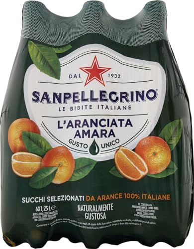 San Pellegrino - Bebida italiana amarga de naranja de Sevilla, 1,25 l, contiene un 20% de naranja real, sin gluten