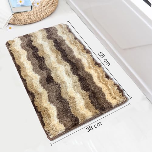 Image of Luxe Home Birmingham Bath Mat Super Soft Microfiber 2200 GSM Bathroom Mats Water Soak Anti-Skid Door Mats for Home Combo, Bedroom, Floor Mat 38x58 cm (Amber) Pack of 2