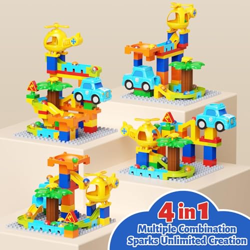 Image of Marble Runs for Kids 4-8,Building Blocks Compatible with Major Brands, Birthday Toys Gifts for Ages 3 4 5+ Boys Girls，Toddler Education Montessori Learning STEM Toys Marble Runway Maze Track Set
