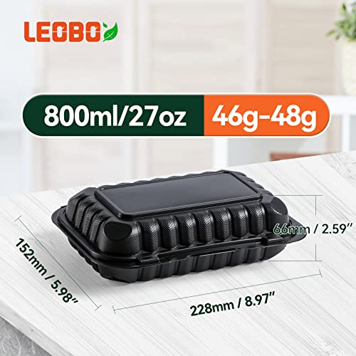 Leobox To Go Containers, 50 Pack Meal Prep Containers 27 Oz Plastic Bpa Free Black Take Out Containers #TOP4