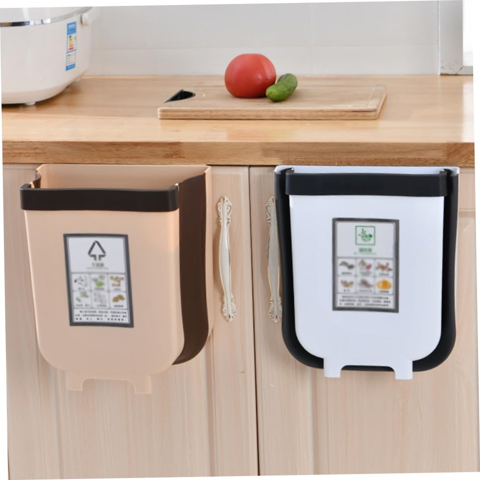 Caneca de basura rectangular plegable para puerta de gabinete blanco miniatura 6
