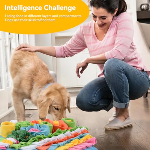 Romon Schnüffelteppich für Hunde – 40x40 cm, Schnüffelmatte als Intelligenzspielzeug für Hunde, Welpen & Katzen, Hundespielzeug mit Rutschfester Unterseite, Waschbar & faltbar