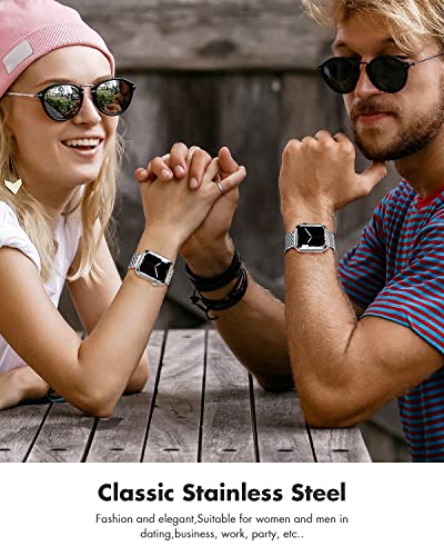 Tisimo For Apple Watch Band 41Mm 40Mm 38Mm 45Mm 44Mm 42Mm Series 8 7 6 5 4 3 2 1 Se Se2 Women And Men,Stainless Steel Metal Watchband For Iwatch Bands(38Mm 40Mm 41Mm,Sliver) #TOP2