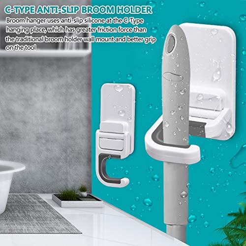 image for Tinkeep Mop Holder Wall Mounted Holder Broom & Mop Grippers Self Adhes