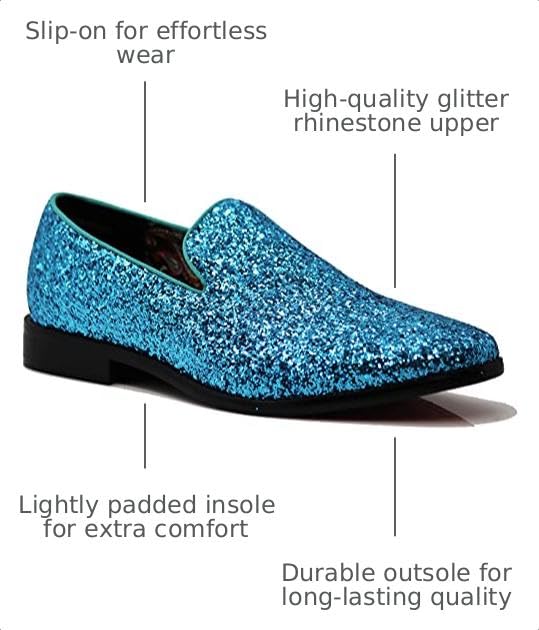 Image of SPK04 Men's Vintage Glitter Dress Loafers Slip On Shoes Classic Tuxedo Dress Shoes