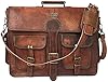 DHK 18 Inch Vintage Handmade Leather Messenger Bag for Laptop Briefcase Best Computer Satchel School distressed Bag #1