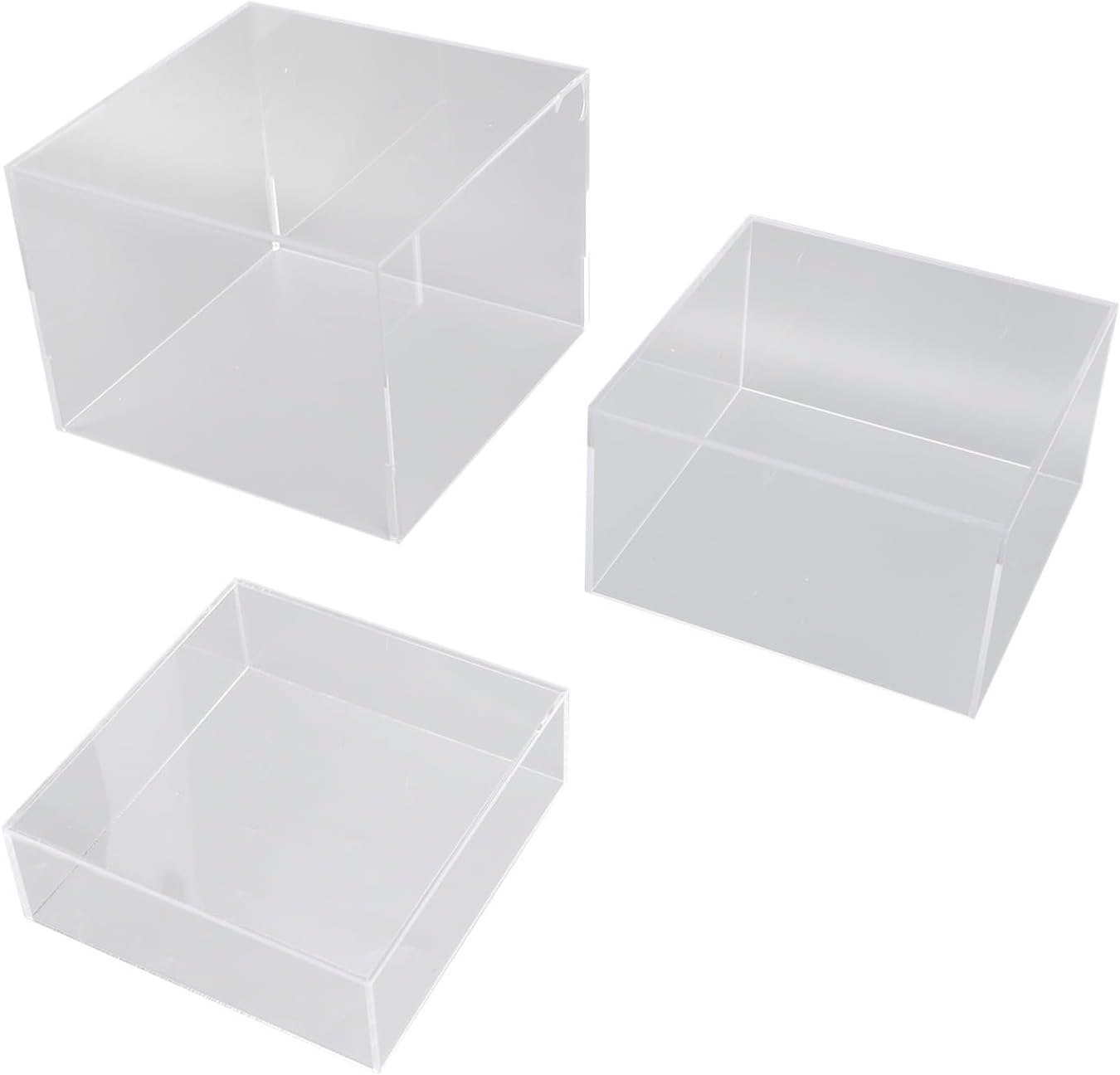 Dioche Dessert Table Acrylic 3Pcs Acrylic Risers Display Stands - Transparent Cubic Nesting Stands for Dessert Buffets & Food Displays, MultiPurpose Versatile Use (Transparent)