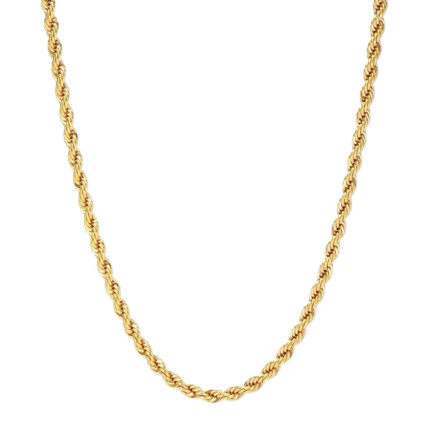 Source 18 inch 18ct Gold plated 2mm thick Braided Rope Chain Necklace