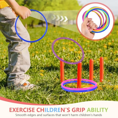 Image of OBTANIM 12 Pcs Plastic 7 Inch Ring Toss Game for Kids and Outdoor Toss Rings for Speed and Agility Practice Game, Random Colors
