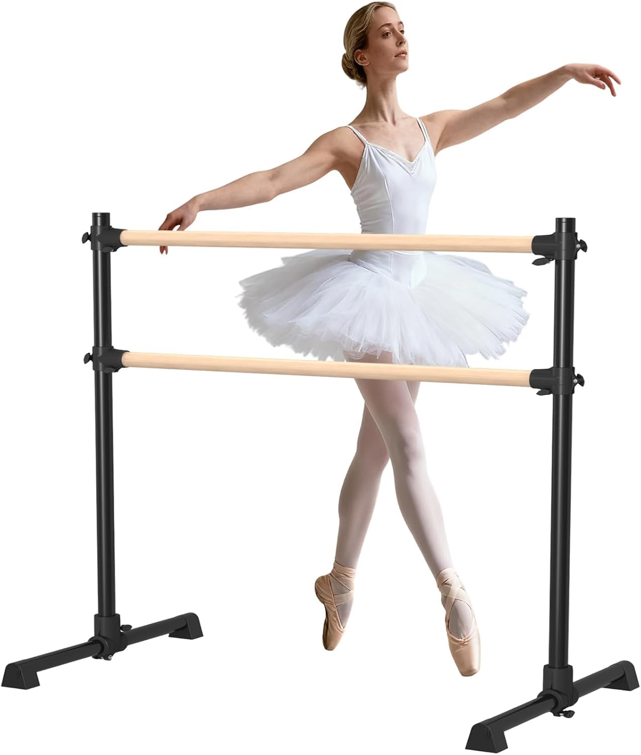 NBYTLT 4Ft Ballet Barre, 1.2M Adjustable Freestanding Ballet Barre, Dancing Stretching Ballet Barre with Non-slip Feet for Workouts, Stretching, Pull-ups