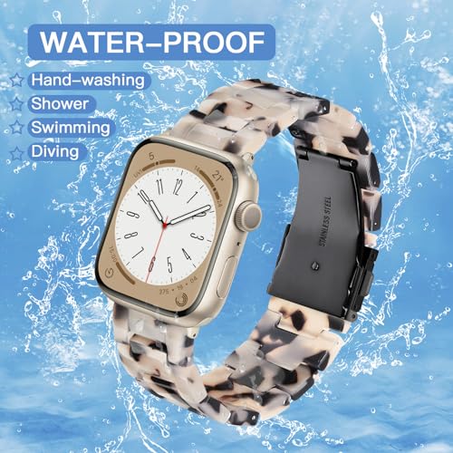 CRIS-BAND Compatible with Resin Apple Watch Bands Series 7/8/9/10/11 46mm 45mm 44mm 42mm for Women,Fancy Strap for iWatch Ultra 3/2 49mm Series 6/5/4/3/2/1/SE3 Slim Light Bracelet Wristband
