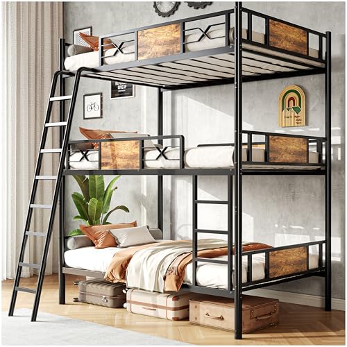 Catálogo para Comprar On-line Literas Metalicas disponible en línea. 41 Simple Wisdom 1M Literas de 3 Camas,Litera Triple Convertible en Tres Camas Individuales Separadas,Litera Triple Individual Está Equipado con Dos Barandillas de Seguridad y...