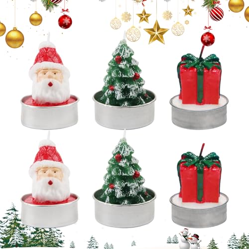 SJUNJIE 6 Stück Mini Weihnachtskerzen der Kopf Eines Alten Mannes...