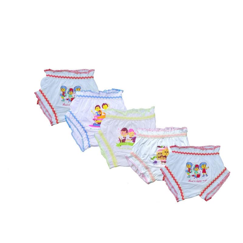 Image of Girls Premium Cotton White Panties Bloomers (Pack of 5)