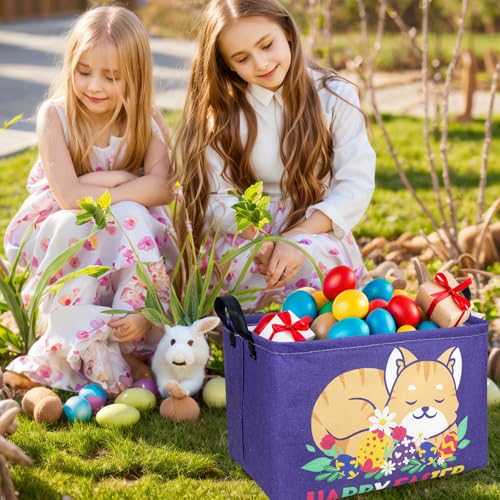 Image of Cat Easter Basket for Kid Large Empty Easter Bunny Eggs Decor Storage Basket (Cat)