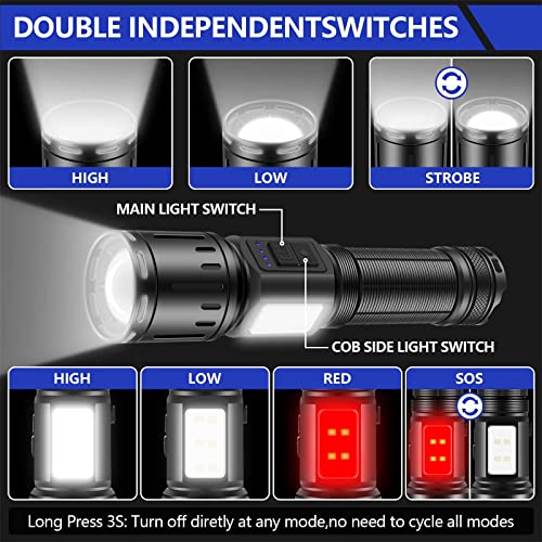 Rechargeable Flashlights High Lumens Long Range, Esgofo High Power 100000 Lumen High Beam LED Handheld Flashlight, Ultra… - Image 5