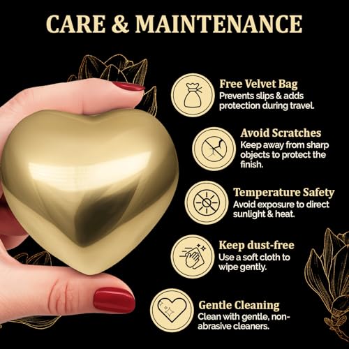 Small Urns for Human Ashes – Keepsake Urn for Ashes – Small Heart Urn Memorial with Stand – A Beautiful Heart Shaped Tribute for Women, Men, Baby & Infant (Golden, Small) by Solace Forever - Image 7