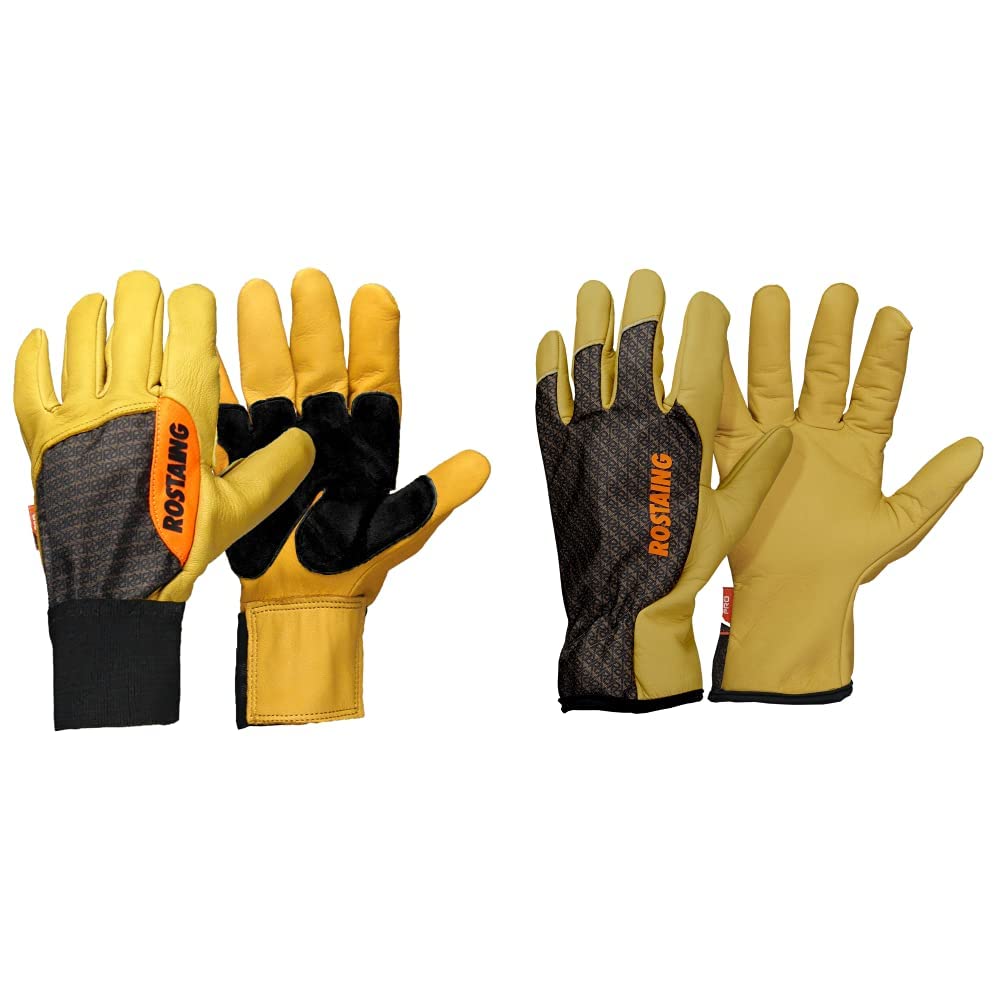 ROSTAING Gants FOREST - Paire de Gants de Protection Pro -Pour les Gros Travaux de Jardinage et la Coupe du Bois & Gants SEQUOIA -Paire de gants de jardinage Cuir- Tous Travaux en Milieu Sec et Humide