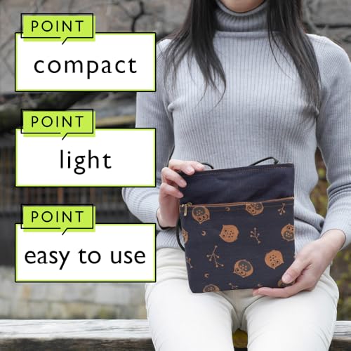 Crearekiki Made in Japan Shoulder Bag for Women Indigo Persimmon Shibu Dyed 2 Zipper Pochette Mother Birthday Present IZ-1113