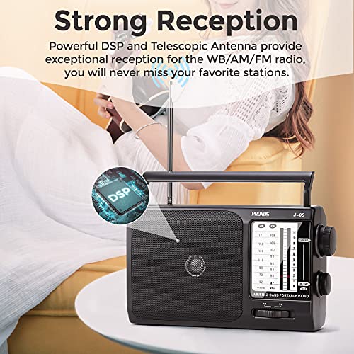 PRUNUS J-05 AM FM UKW Radio Batteriebetrieben, Kofferradio mit Exzellentem Empfang & Großem Lautsprecher, Batterie Radio… - Image 5