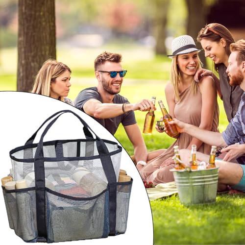 Beach Bag for Women - Mesh Travel Tote Family with Multiple Pockets - Lightweight Beach Travel Organizer Bag for Sunscreen3