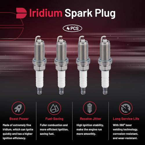 Image of BDFHYK 5018 Iridium Spark Plugs Compatible with Chrysler compatible with Dodge for Fiat for Hyundai for INFINITI 2.0L 2.5L 4.0L L4 V6 Replacement for LFR5AGP Set of 4
