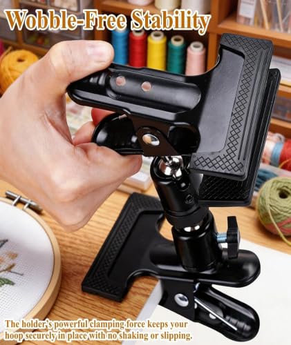 Image of Embroidery Stand, Embroidery Hoop Stand, Adjustable for Cross Stitch and Needlework, Tabletop or Lap Use, Stable Embroidery Frame Holder for Sewing Projects