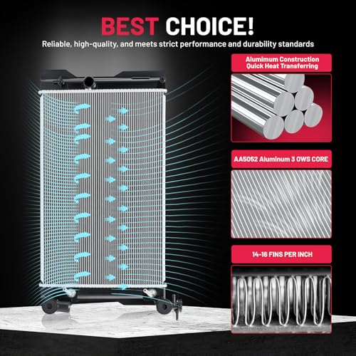 Image of BDFHYK 13106 Aluminum Radiator for Toyota Corolla 2009-2017, for Toyota Matrix 2009-2013, CU13106 DPI 13106, 1-Row 16mm Core, Direct Fit Replacement, OE TO3010323 164100T030 164100T040