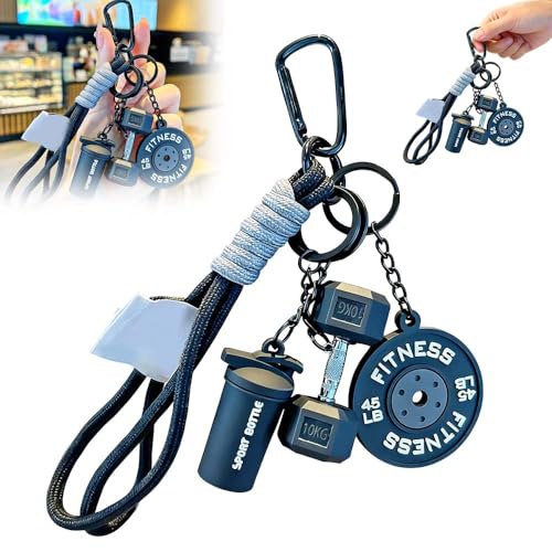 Poouty Creative Gym Barbell Plate Keychain, Dumbbell & Weights Fitness