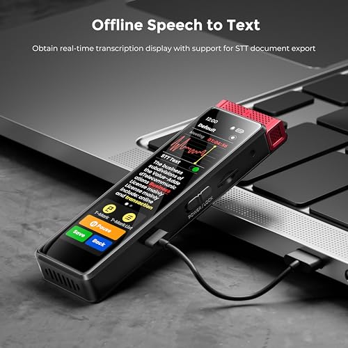 Image of Innioasis 136GB Voice Recorder Device with Playback, Full Touchscreen Audio Recording Device with AI Intelligent Transcription and Bluetooth, Voice Recorder Mic and Voice Activated Recorder (Red)