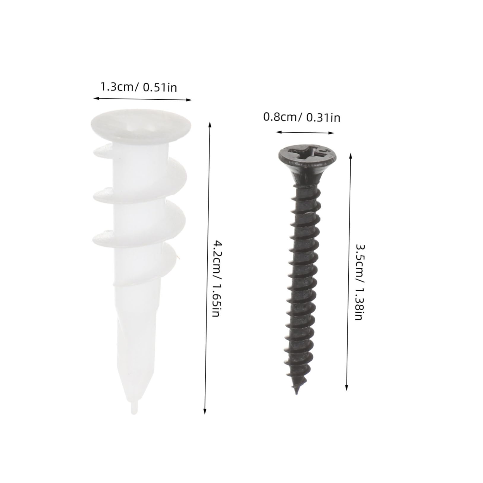 LIFKOME 100 Sets Wall Screws and Anchors Kit Expansion Screws for Drywall High Hardness Plastic and Fasteners for Plasterboard Compact and Portable