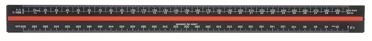 Linex Scale Ruler Triangular Aluminium Colour-coded Scales 11 to 12500
