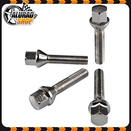 Haskyy 10 Boulons de Roue Boulons de Roue Chrome Conique Cône M12x1,25 en Différentes Longueur de Tube au Choix - Chrom, 50mm