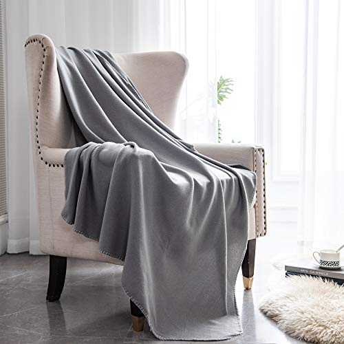 CAI TENG Fleece Blanket Bulk Throw Blankets for Bed Couch Cozy Lightweight Pet-Friendly Fabric Travel Blanket Soft for Kids Wedding Sofa Gifts Dogs Grey 1 Piece 52 x 67 inch Full Size