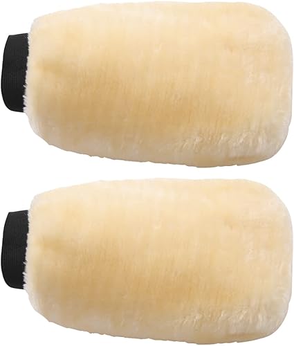 Moioee Guante de lana para lavado de autos, 2 guantes de forro polar para limpieza automática, alfombra de lavado automotriz suave de alta densidad,