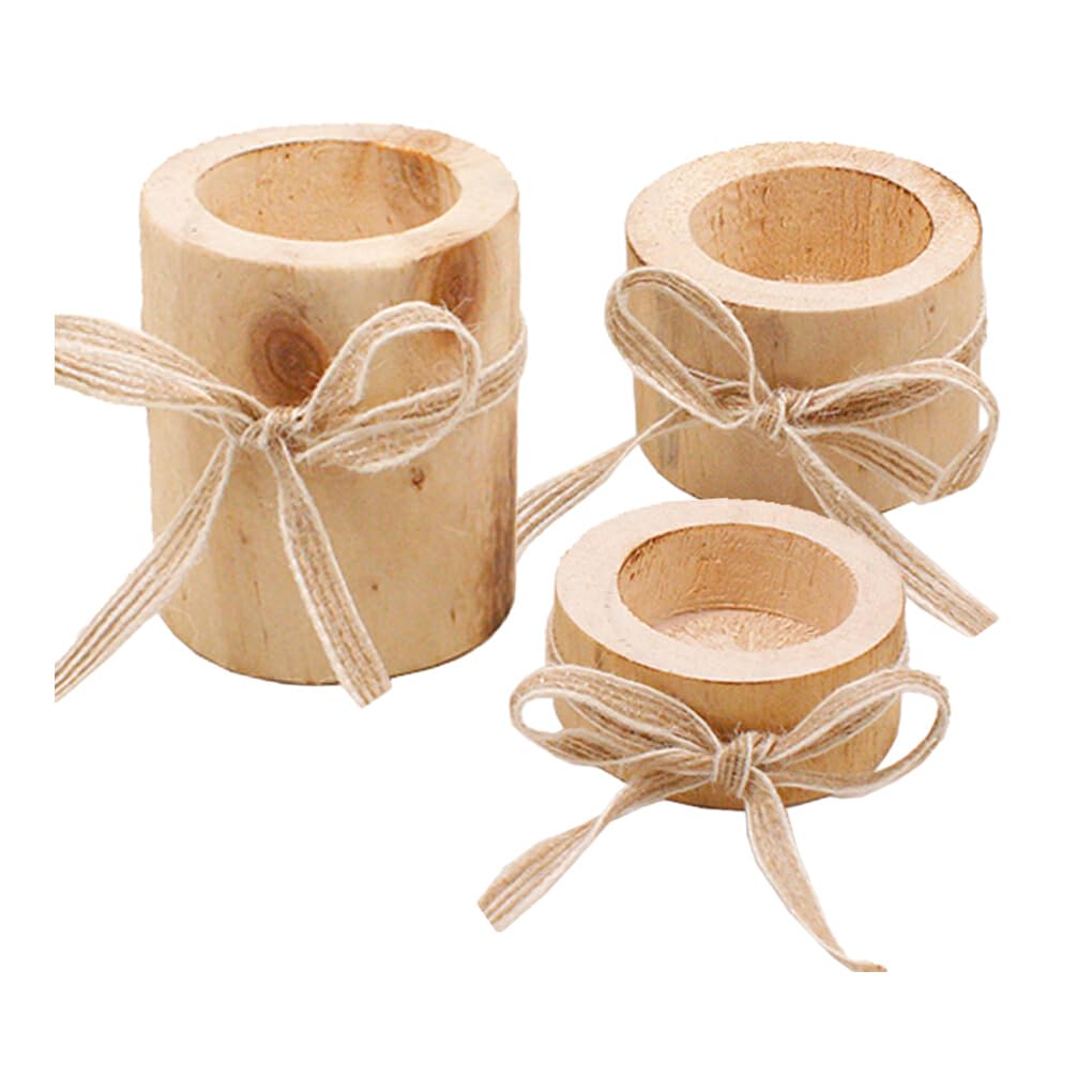 3pcs/set Sturdy And Durable Candle Holders Long-lasting Accessories For Home Wood Wooden Candle Holder Candlestick, khaki