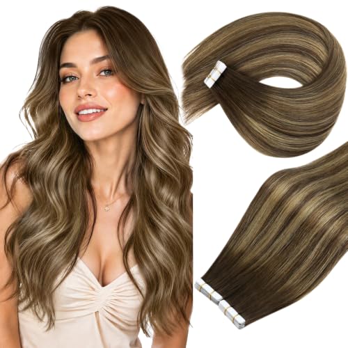 Ve Sunny Extensions Tape in Balayage Caramel Brown With Blonde 20inch