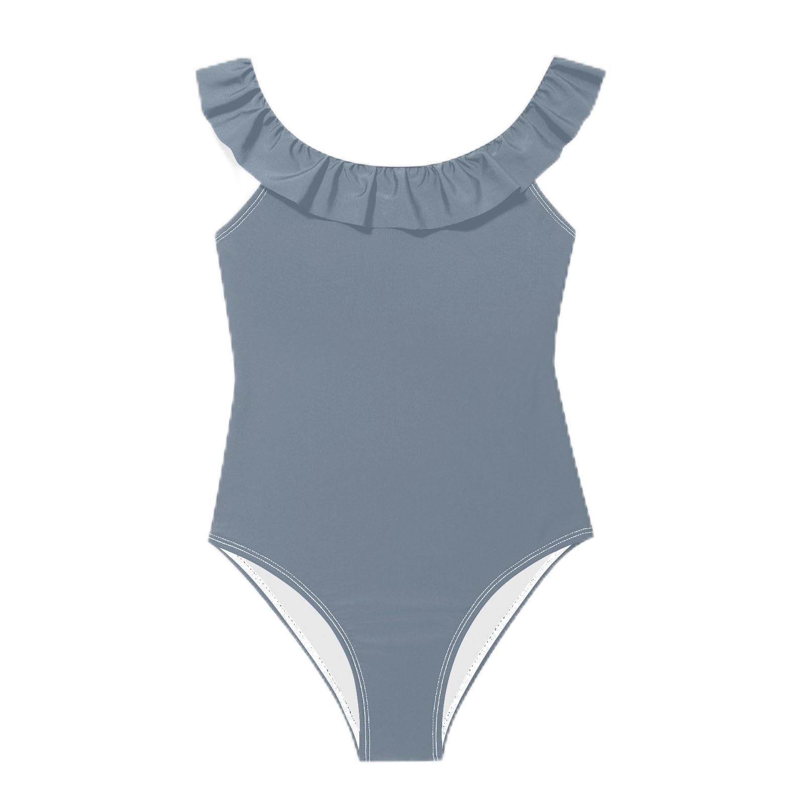 Traje de baño de playa para niñas, bañador suave con volantes 7