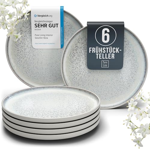 Steingut Geschirrset 6 Pers. Ibiza 24-tlg Hochwertiges Mediterranes TEST SEHR GUT Steingut Geschirr Set - Schüssel- und Teller Set - Tafelservice 6 Personen Geschirrsets Pure Living in Türkis