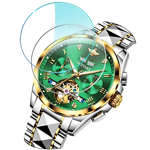 Automatic Green Watch for Men Tourbillon Self Winding Mechanical Luxury Dress Business Sapphire Crystal Man Wrist Watch
