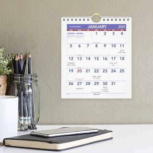 Image of AT-A-GLANCE 2025 Wall Calendar, 6-1 /2 inch x 7-1 /2 inch, Mini, Unruled Blocks (PM52825)