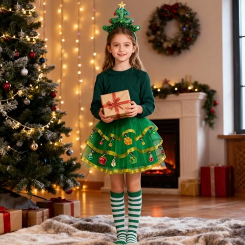 Disfraz Árbol de Navidad para Niñas, 15 Piezas miniatura 5